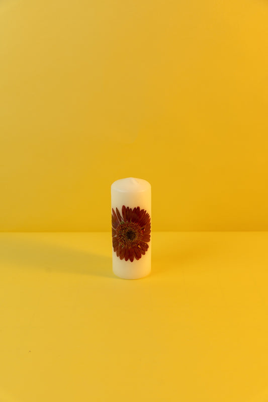 Pillar Candle decorated with dried flowers